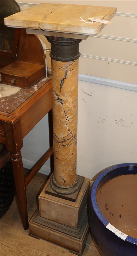 A Victorian gilt metal mounted marble pedestal H.114cm